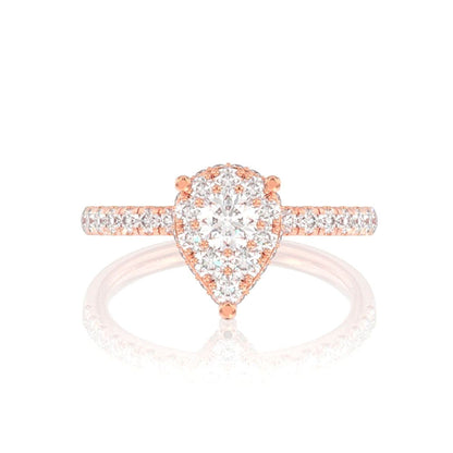 0.75CTW PEAR CLUSTER DIAMOND ENGAGEMENT RING 14K SOLID GOLD