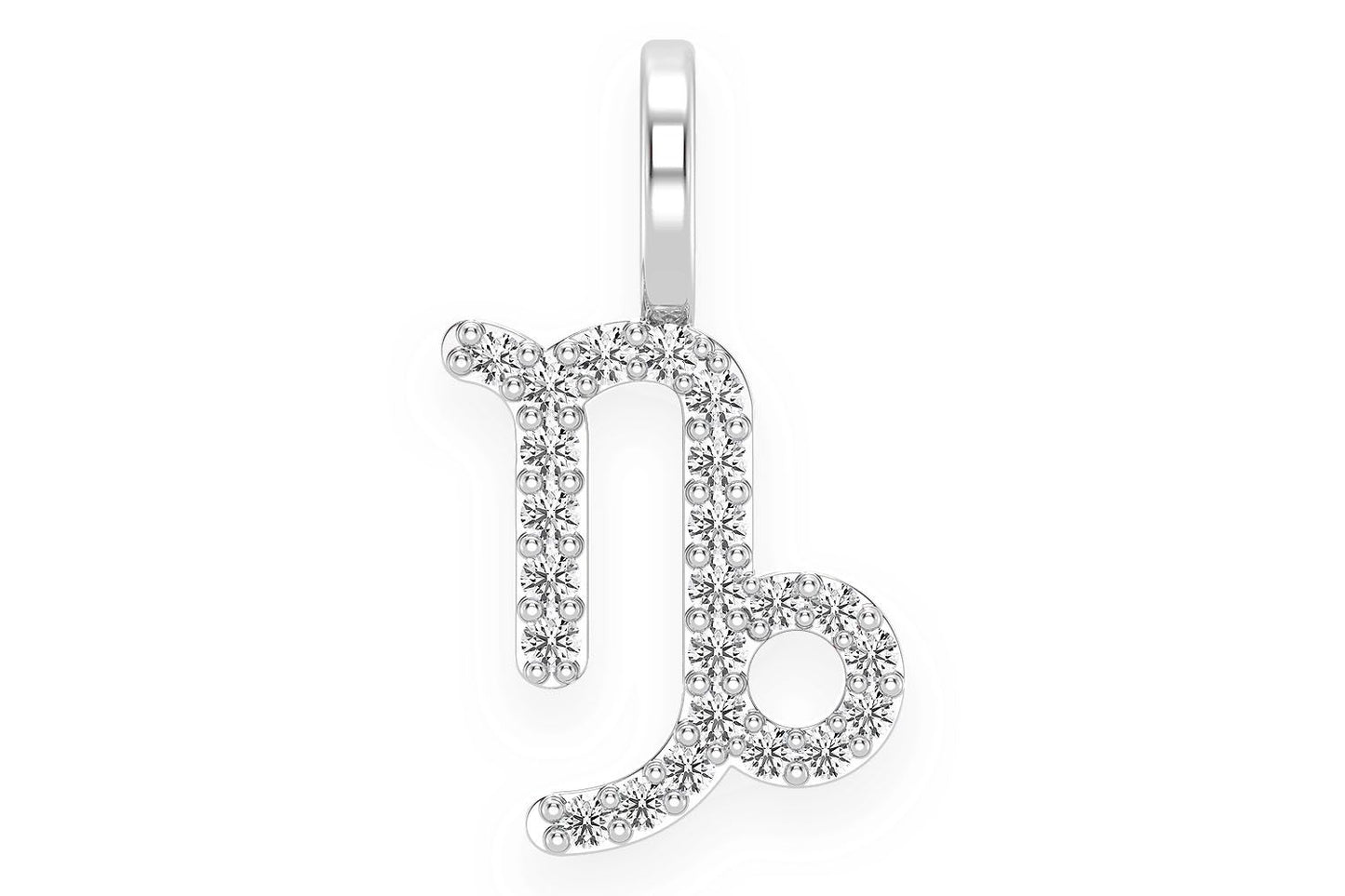 CAPRICORN ZODIAC DIAMOND PENDANT 14K SOLID GOLD 0.10CTW