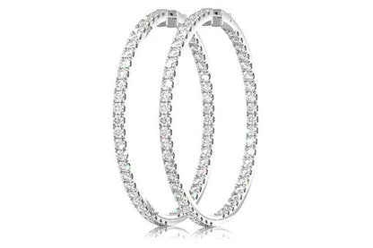 CERCEI MARI CU DIAMANTE, VERTICALE, AUR MASIV DE 14K, 12.00 CT