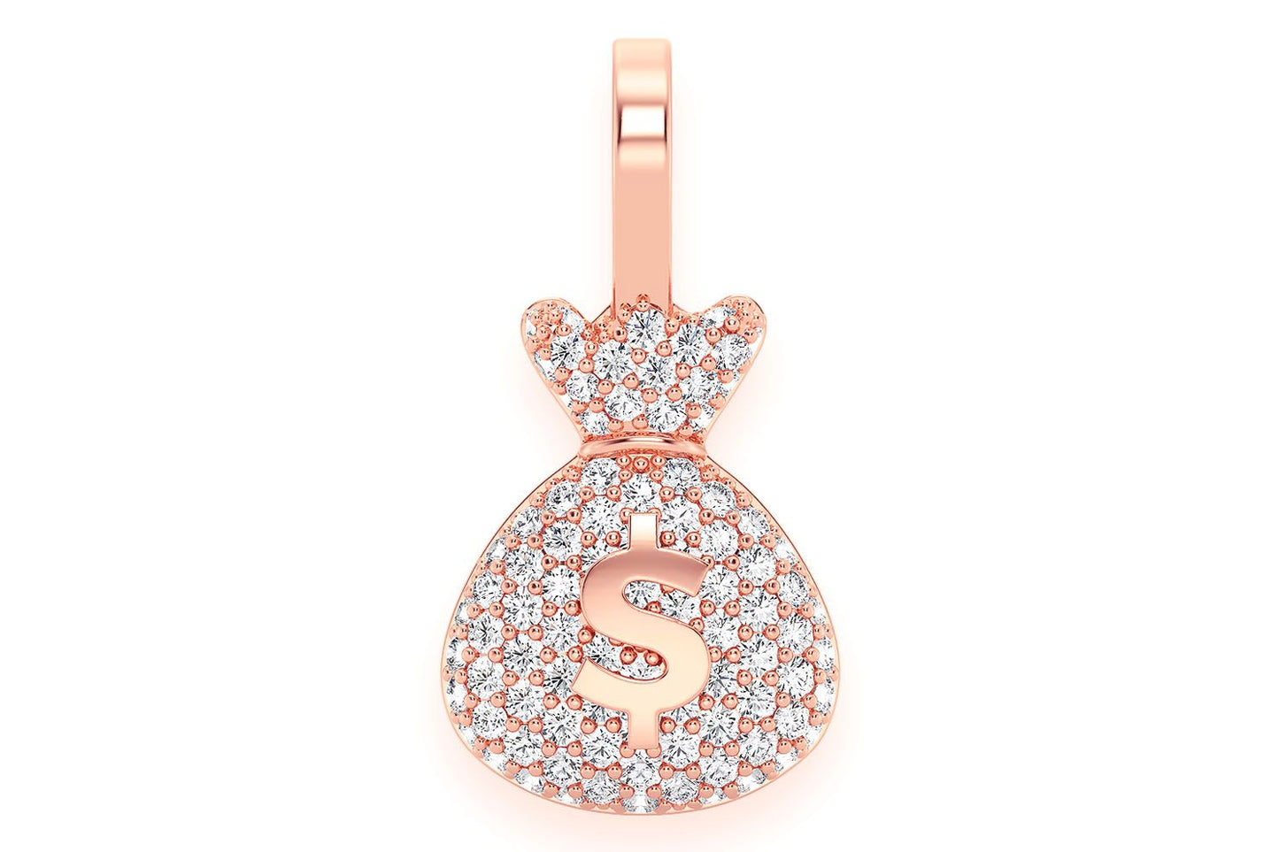 PANDANT CU DIAMANT MONEY BAG, AUR MASIV DE 14K, 0.33CT