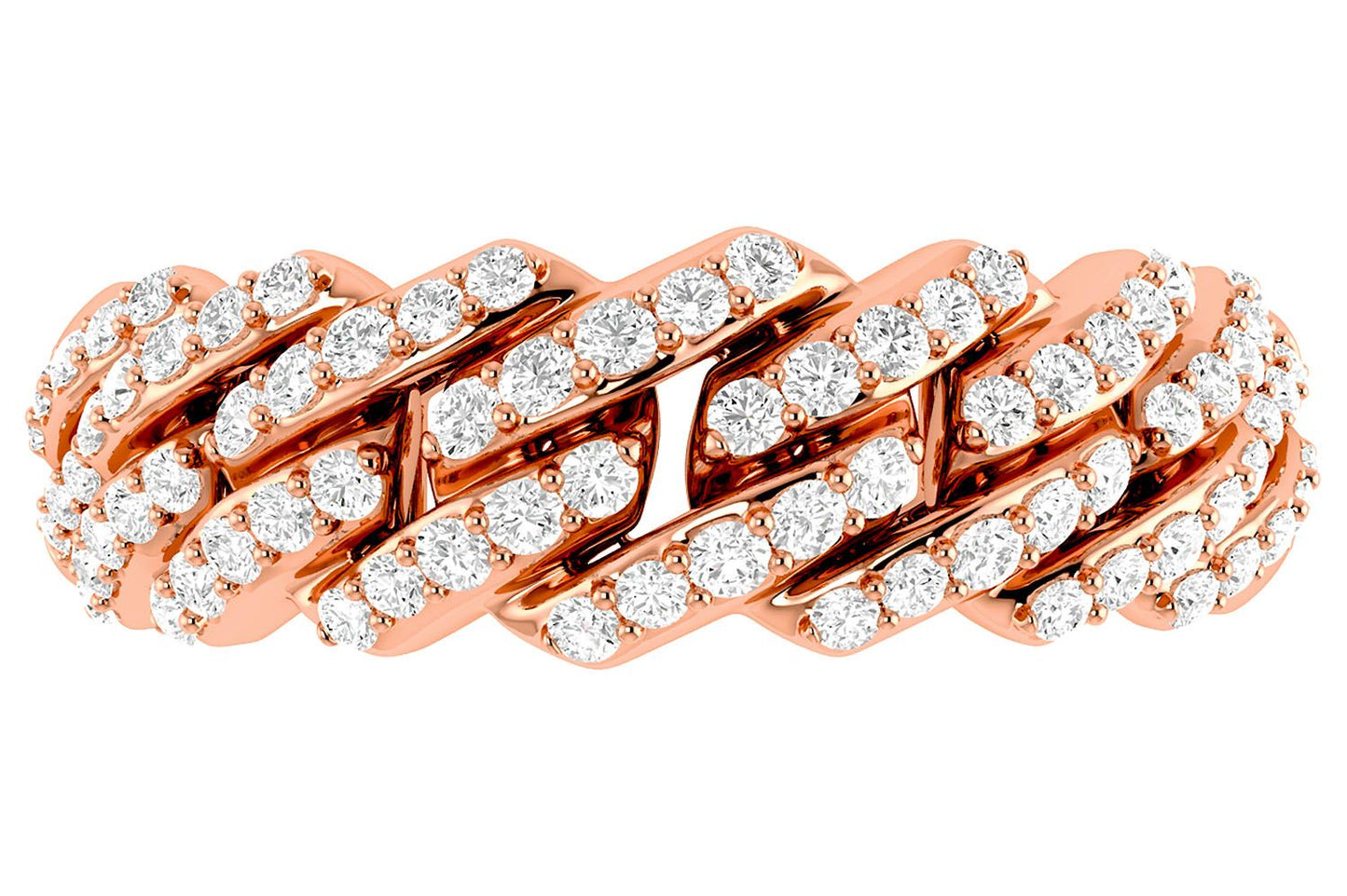GRADUATED RAISED CUBAN LINK DIAMOND RING 0.50CTW 14K SOLID GOLD