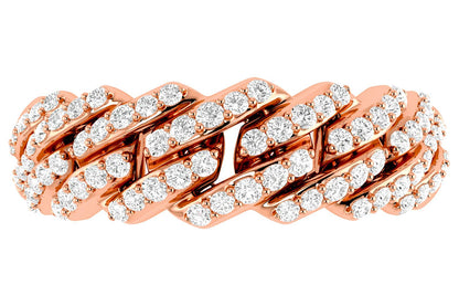 GRADUATED RAISED CUBAN LINK DIAMOND RING 0.50CTW 14K SOLID GOLD