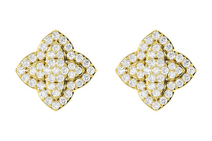 LAYERED 4 POINT STAR DIAMOND STUDS 14K SOLID GOLD 0.45CTW