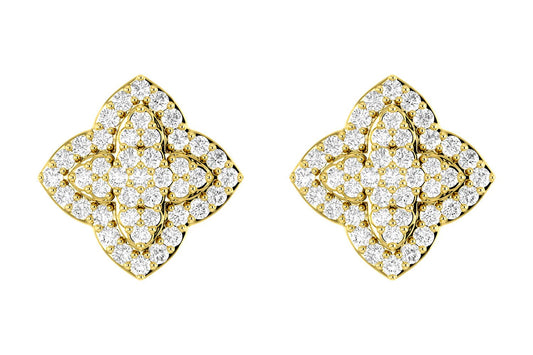 LAYERED 4 POINT STAR DIAMOND STUDS 14K SOLID GOLD 0.45CTW
