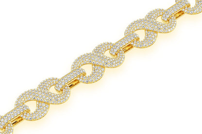 INFINITY LINK DIAMOND BRACELET 14K SOLID GOLD 9.00CTW
