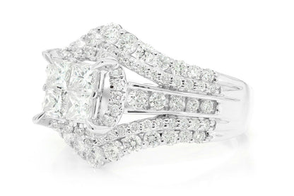 PRINCES QUAD HALO DIAMOND RING 14K SOLID GOLD 2.00CTW