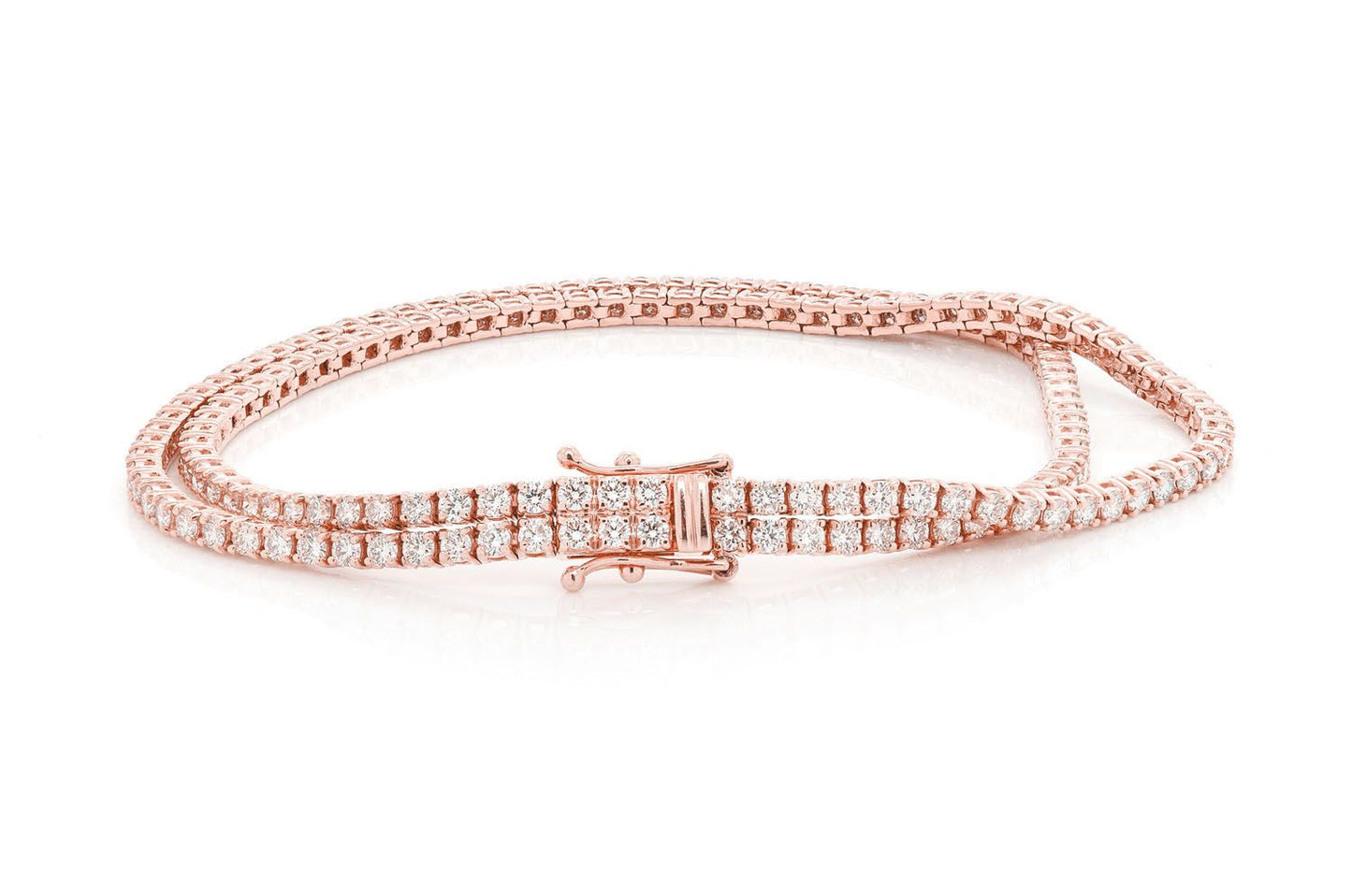 3PT TWO ROW PRONG SET DIAMOND TENNIS BRACELET 14K SOLID GOLD 4.75CTW
