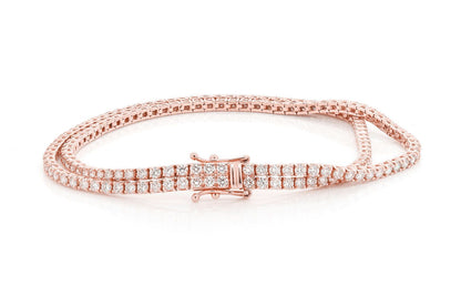 3PT TWO ROW PRONG SET DIAMOND TENNIS BRACELET 14K SOLID GOLD 4.75CTW