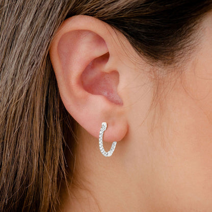 CERCEI OVALI CU DIAMANTE, ÎNCHISIE PE DOS, AUR MASIV DE 14K, 0.50CT