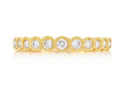 STACKABLE DIAMOND WEDDING BAND MILGRAIN BEZEL SET 14K SOLID GOLD 0.40CTW