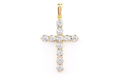 BITTY MIRACLE SET DIAMOND CROSS PENDANT 14K SOLID GOLD 0.20CTW