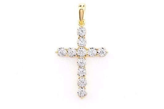 BITTY MIRACLE SET DIAMOND CROSS PENDANT 14K SOLID GOLD 0.20CTW