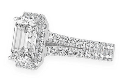 SPHINX - 3.00CT EMERALD SOLITAIRE - SPLIT SHANK HALO - DIAMOND ENGAGEMENT RING