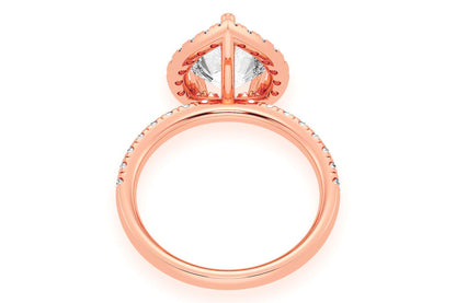 THAV - 2.00CT PEAR SOLITAIRE - SCALLOP HALO ONE ROW - DIAMOND ENGAGEMENT RING