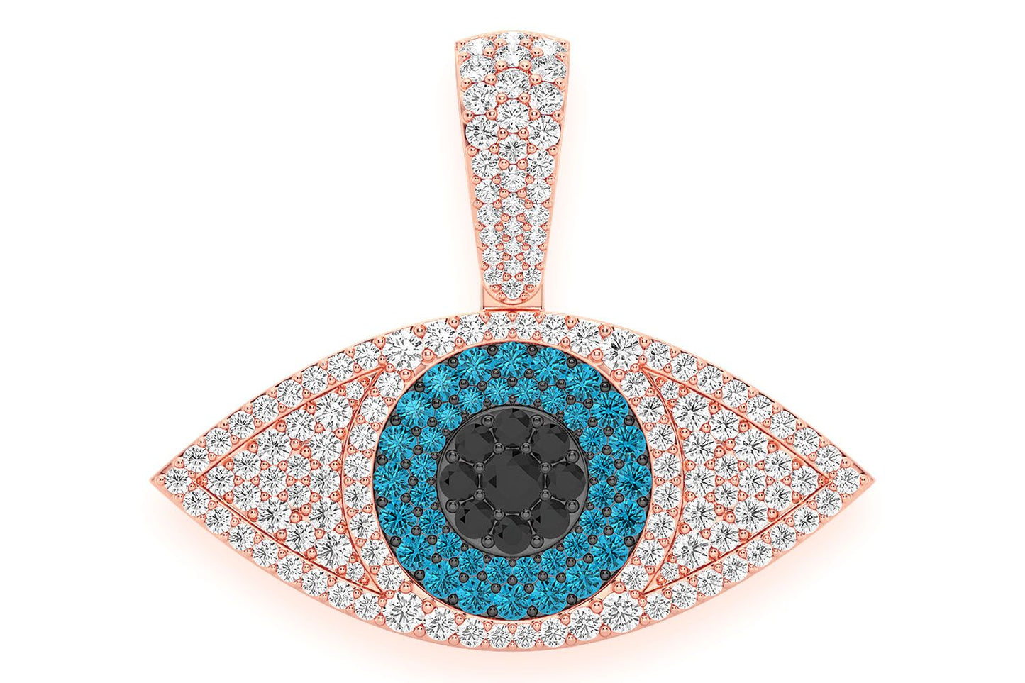 EVIL EYE DIAMOND PENDANT 14K SOLID GOLD 2.75CTW
