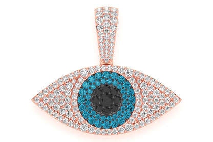 EVIL EYE DIAMOND PENDANT 14K SOLID GOLD 2.75CTW