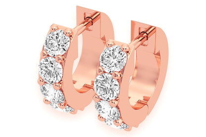 DIAMOND HUGGIE HOOPS SOLID GOLD 14K .50CTW