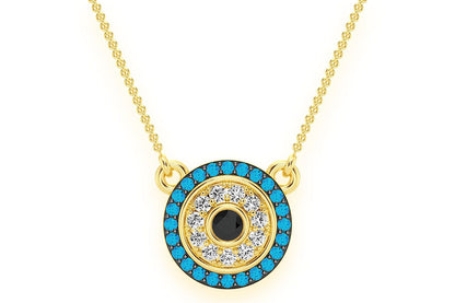 COLIER ROTUND CU DIAMANTE CU FORMĂ DE OCHI RĂU, CONECTATE, AUR MASIV DE 14K, 0.25CT