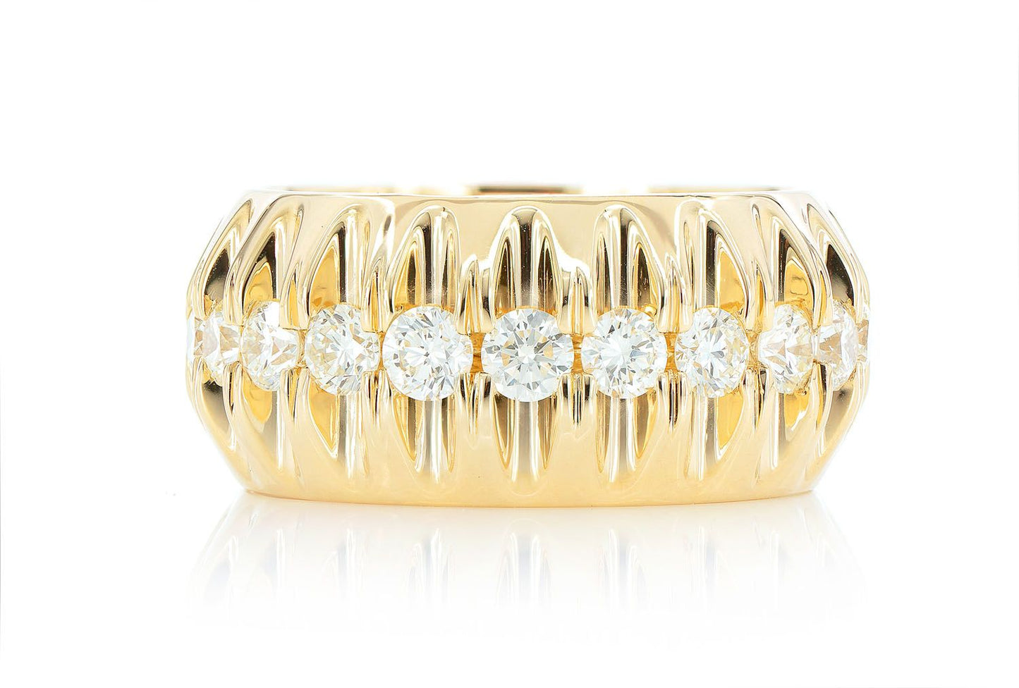 PYRAMID ROUND DIAMOND BAND 14K SOLID GOLD 1.50CTW