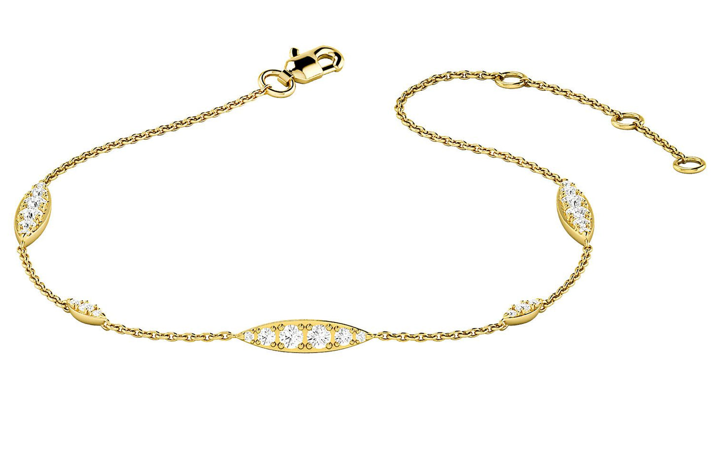 GRADUATED DIAMOND BRACELET 14K SOLID GOLD 0.30CTW
