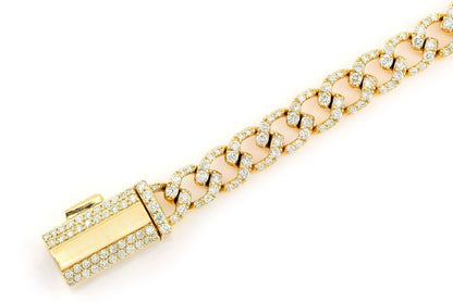 6MM DIAMOND CURB LINK BRACELET 14K SOLID GOLD 4CTW