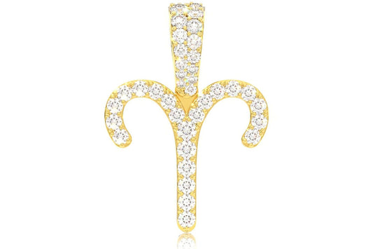 ARIES ZODIAC DIAMOND PENDANT 14K SOLID GOLD 0.65CTW