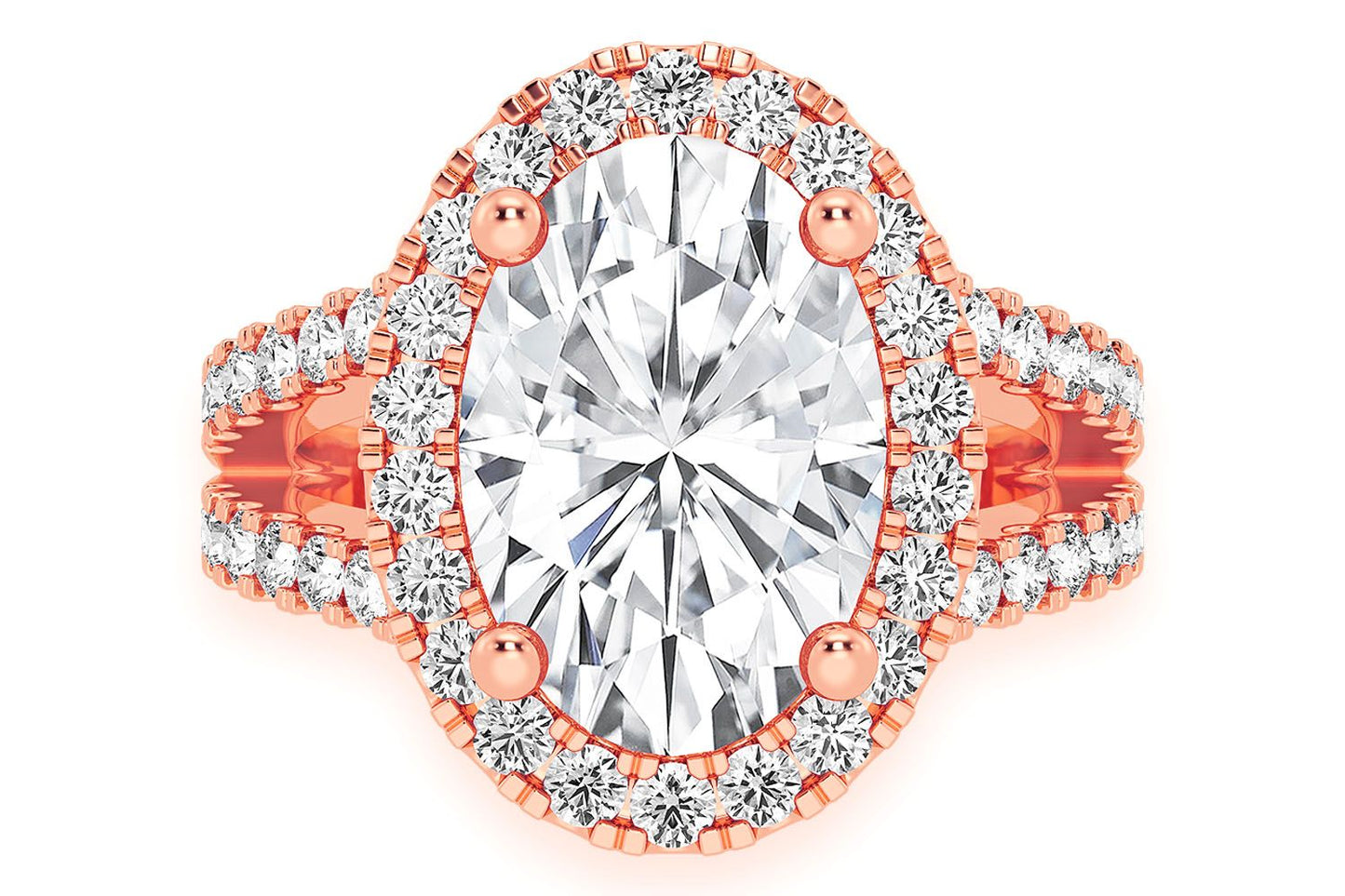 3.00CT OVAL SOLITAIRE - TWO ROW SPLIT - DIAMOND ENGAGEMENT RING