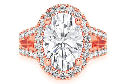 3.00CT OVAL SOLITAIRE - TWO ROW SPLIT - DIAMOND ENGAGEMENT RING