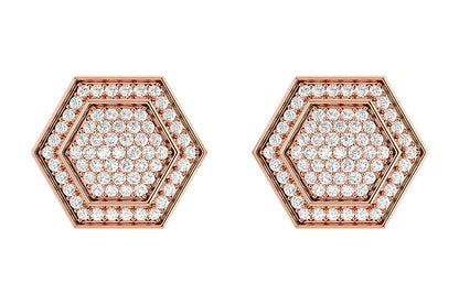 HEXAGON HALO DIAMOND STUD EARRINGS 14K SOLID GOLD 0.20CTW