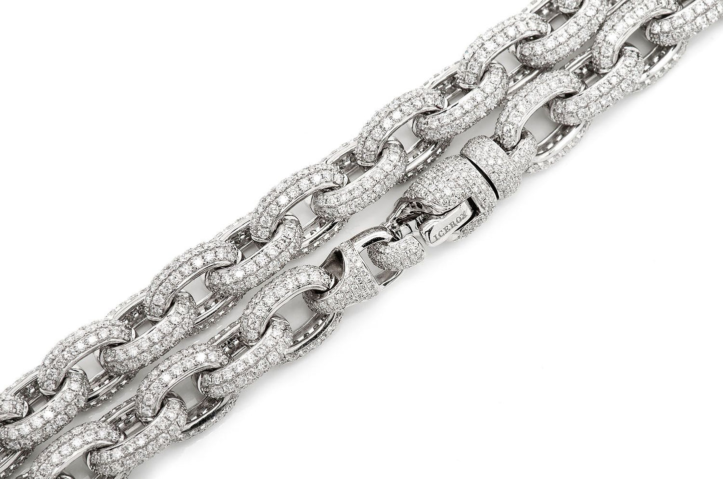 ELONGATED ROLO LINK DIAMOND NECKLACE 14K SOLID GOLD 58.48CTW