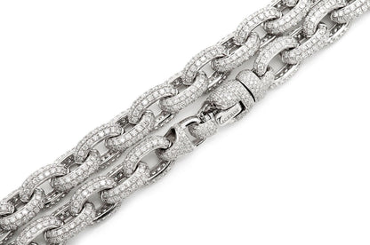 ELONGATED ROLO LINK DIAMOND NECKLACE 14K SOLID GOLD 58.48CTW