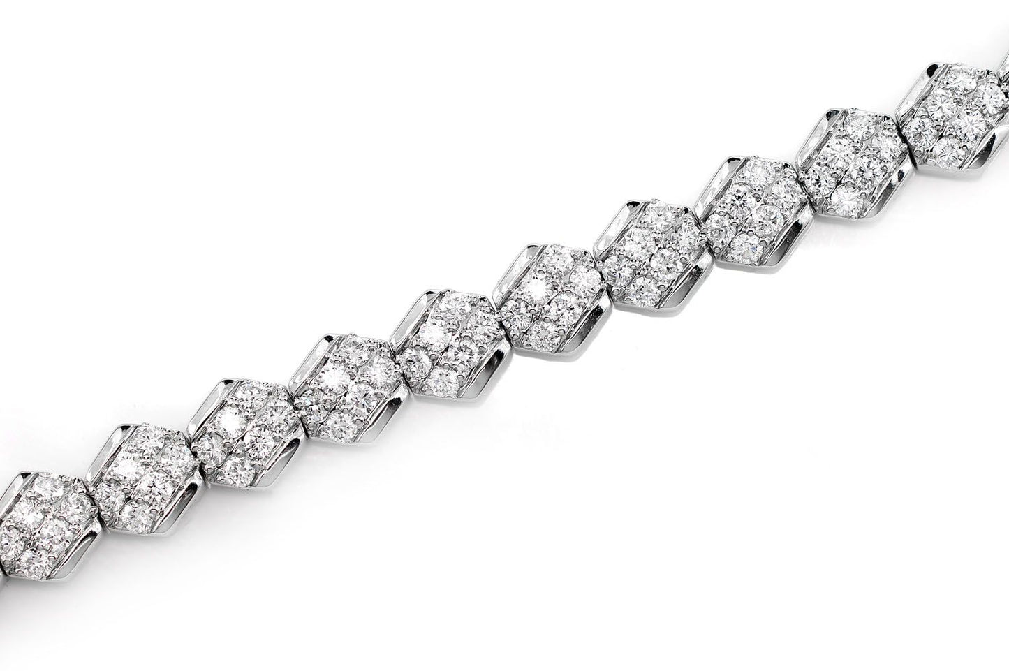 DIAGONAL HEXAGON DIAMOND LINK BRACELET 14K SOLID GOLD 2.20CTW