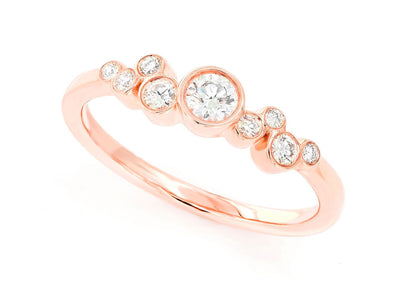 9 STONE GRADUATED BEZEL DIAMOND RING 14K SOLID GOLD 0.35CTW