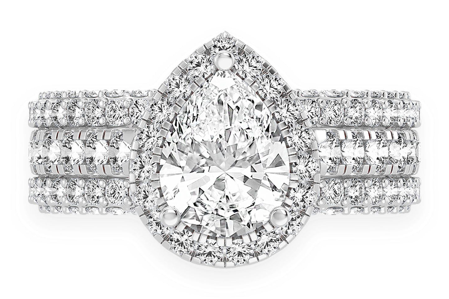 1.50CT PEAR SOLITAIRE - THREE ROW - DIAMOND ENGAGEMENT RING