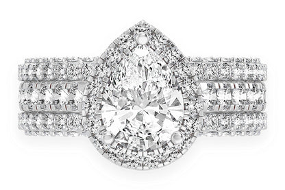 1.50CT PEAR SOLITAIRE - THREE ROW - DIAMOND ENGAGEMENT RING