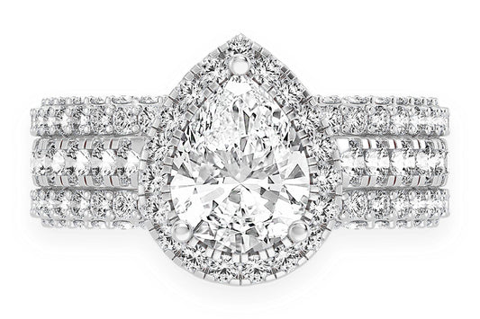 1.50CT PEAR SOLITAIRE - THREE ROW - DIAMOND ENGAGEMENT RING