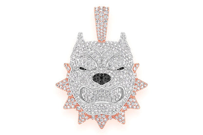 PITBULL SPIKE COLLAR DIAMOND PENDANT 14K SOLID GOLD 3.00CTW