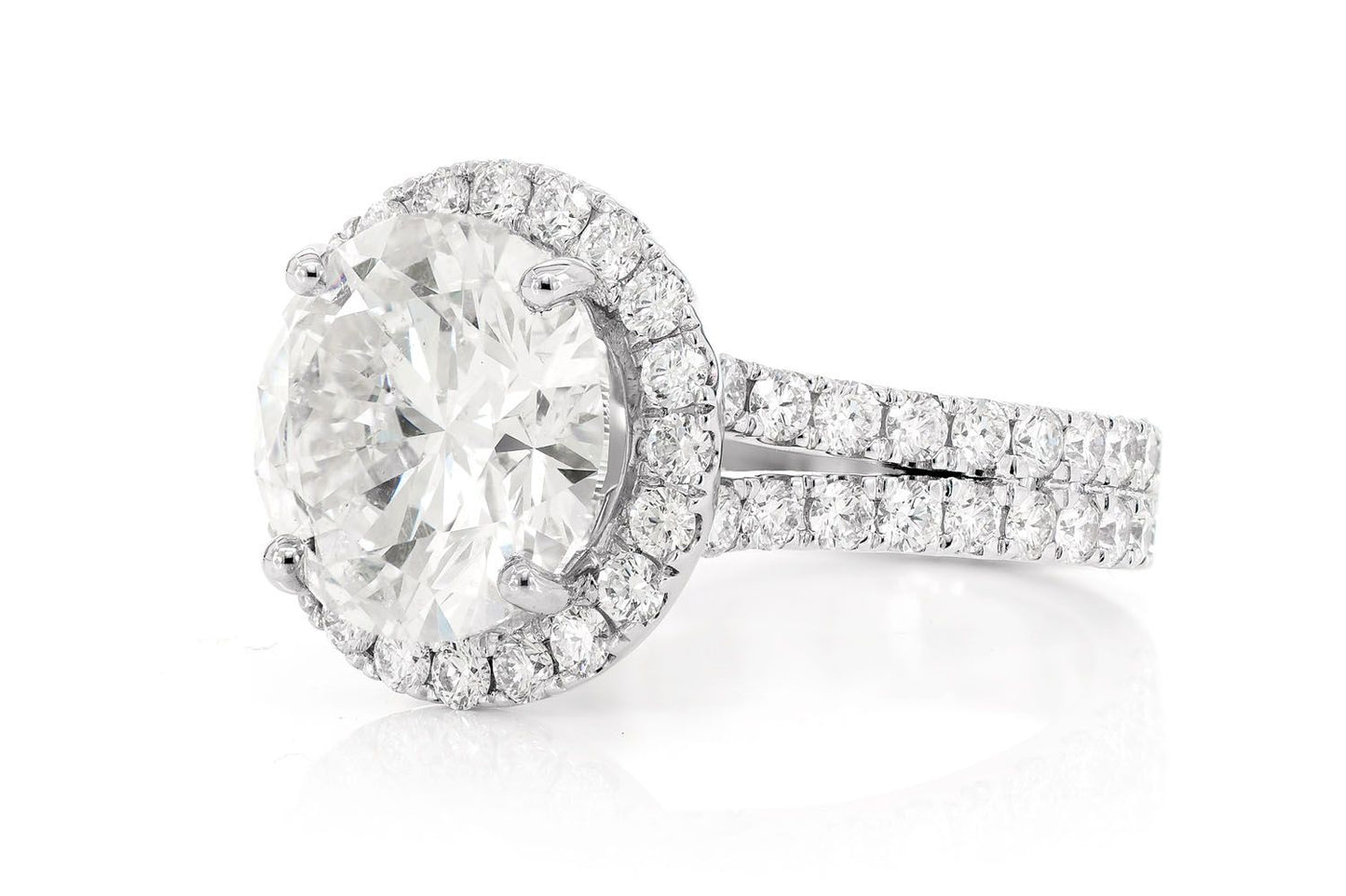 5.01CT ROUND HALO DIAMOND ENGAGEMENT RING 14K SOLID GOLD 6.69CTW