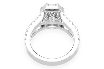 SPHINX - 0.75CT EMERALD CUT SOLITAIRE - HALO SPLIT SHANK - DIAMOND ENGAGEMENT RING