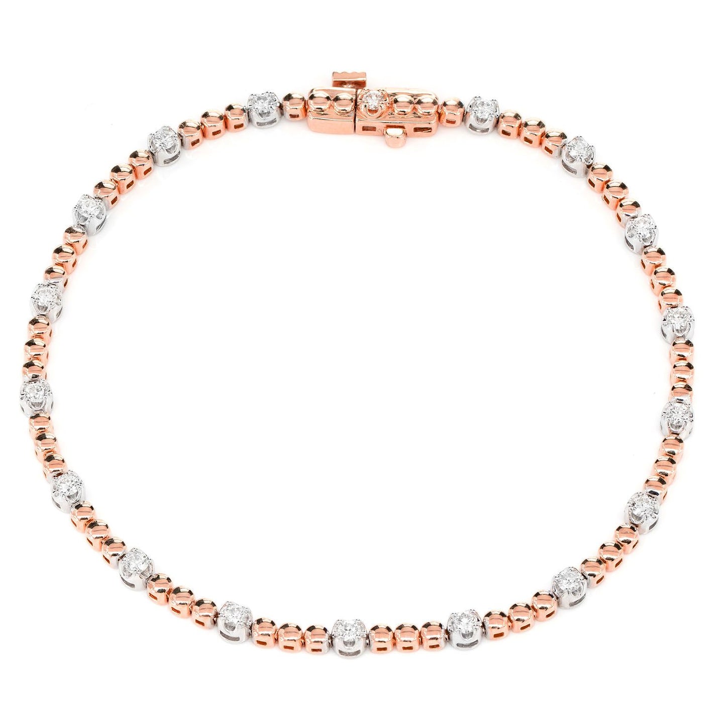 BRĂȚARĂ CU 3 COROANE ȘI DIAMANTE, AUR MASIV DE 14K, 0.60CT
