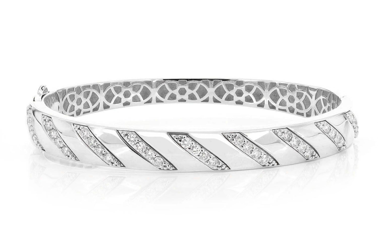 STRIPED DIAMOND BANGLE 1.00CTW 14K SOLID GOLD