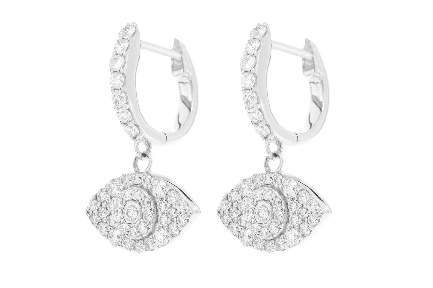 CERCEI CU DIAMANTE CU FORMĂ DE OCHI RĂU, AUR MASIV DE 14K, 0.50CT