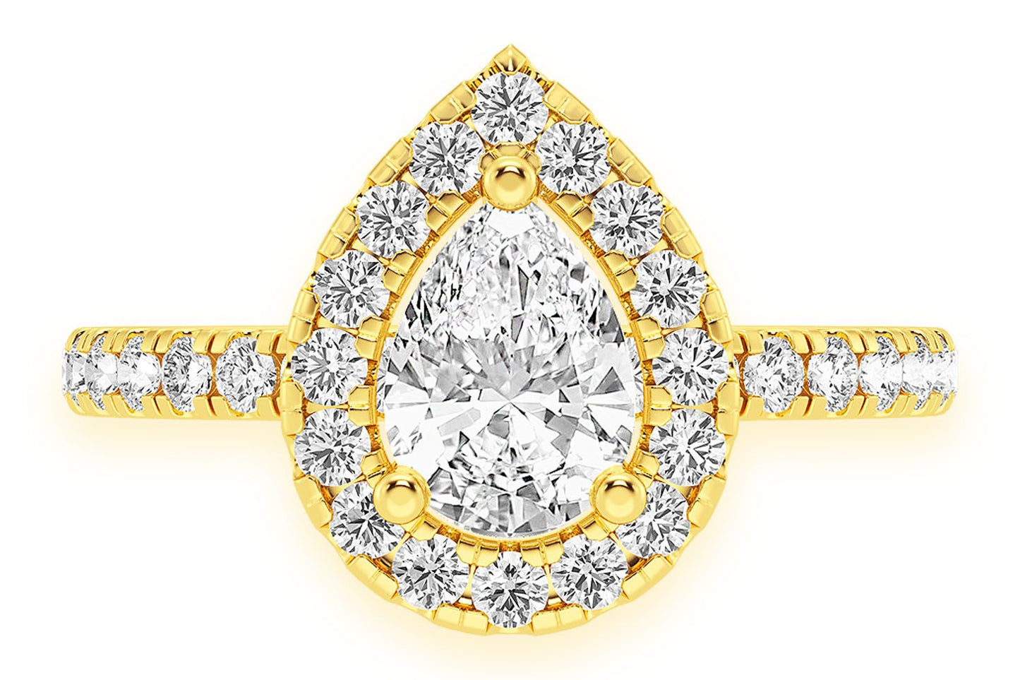 THAV - 0.75CT SOLITAIRE PEAR SHAPE HALO - DIAMOND ENGAGEMENT RING