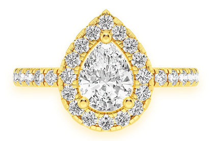 THAV - 0.75CT SOLITAIRE PEAR SHAPE HALO - DIAMOND ENGAGEMENT RING