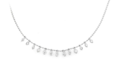 13 STONE DIAMOND NECKLACE 14K SOLID GOLD 0.50CTW