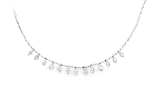 13 STONE DIAMOND NECKLACE 14K SOLID GOLD 0.50CTW