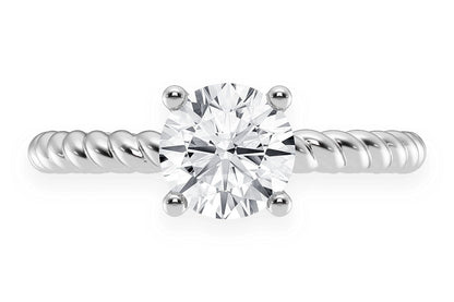 1.00CT ROUND TWIST BAND SOLITAIRE RING 14K