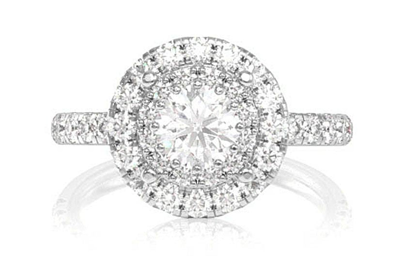 1.50CTW ROUND DOUBLE HALO - DIAMOSOLITAIRE ND ENGAGEMENT RING
