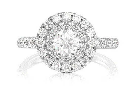 1.50CTW ROUND DOUBLE HALO - DIAMOSOLITAIRE ND ENGAGEMENT RING
