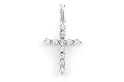 TINY DIAMOND CROSS 14K SOLID GOLD 0.05CTW